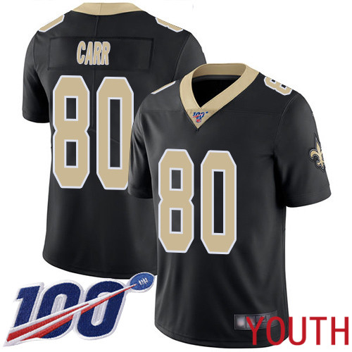 New Orleans Saints Limited Black Youth Austin Carr Home Jersey NFL Football #80 100th Season Vapor Untouchable Jersey->youth nfl jersey->Youth Jersey